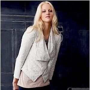 Anthropologie Moth Jacket Women S Gust Lace Brocade Moto Knit Cropped Beige